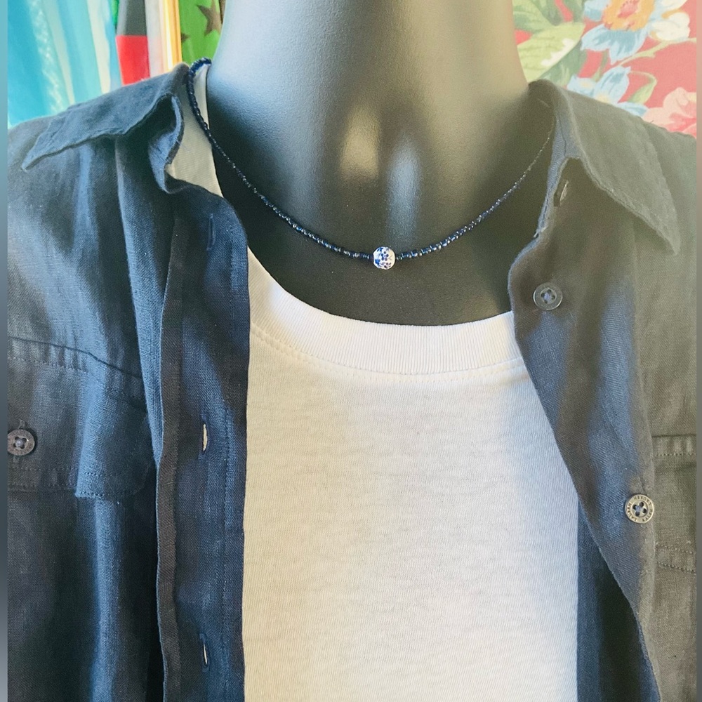 Men’s/Unisex Floral Porcelain Necklace🔵